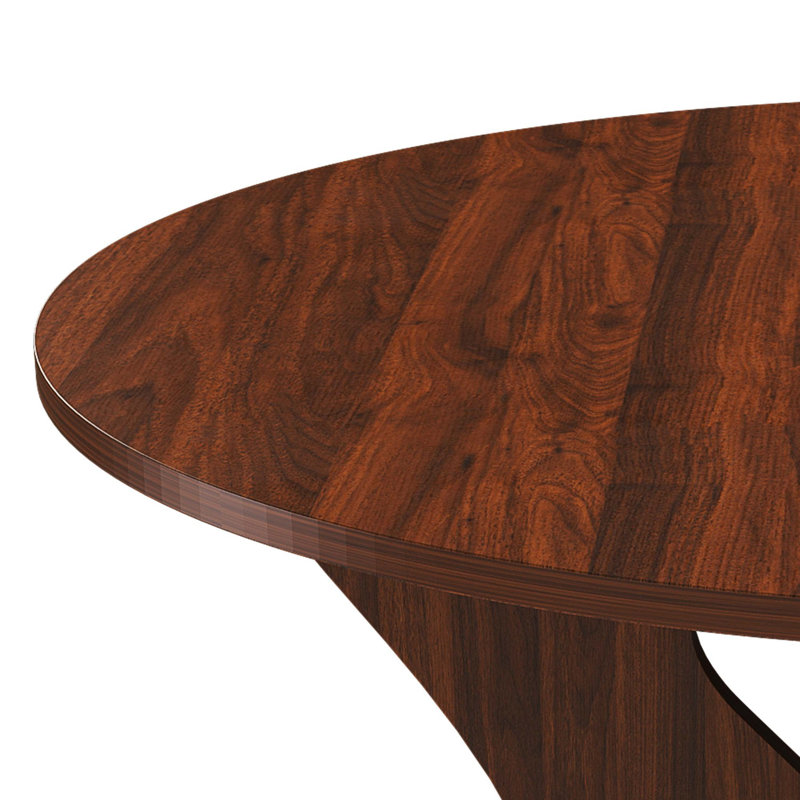 43 Inch Space Saving Folding Dining Table, Walnut Veneer MDF Top Indoor Outdoor Universal Table, Walnut