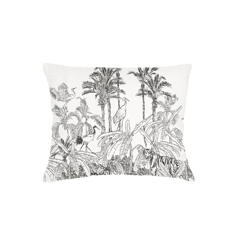 Printed Pillows Linen Pillow Cover & Insert, Black, Rectangle 14" H x 40" W, Down Blend