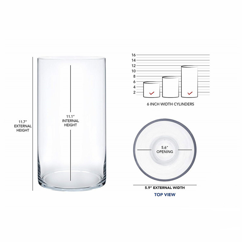 Khyrin Glass Table Vase, 12" H x 6" W x 6" D