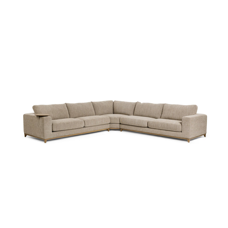 Donovan Upholstered Sectional, Bisque Polyester Blend
