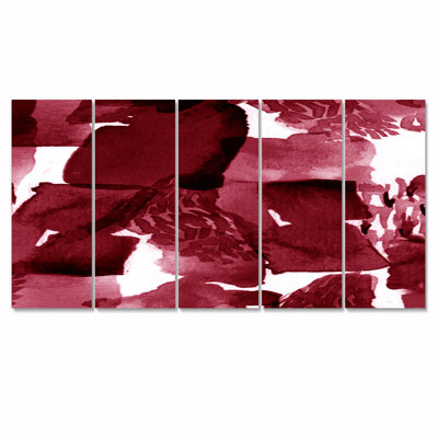 Abstrait bourgogne abstrait - 5 pièces sur toile tendue