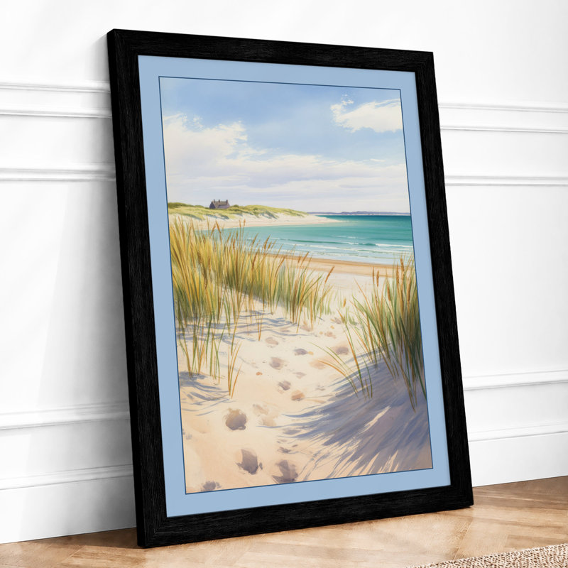 Quiet Shoreline Coastal - Framed Print, A4 - 29.7 x 21.0 cm, Black