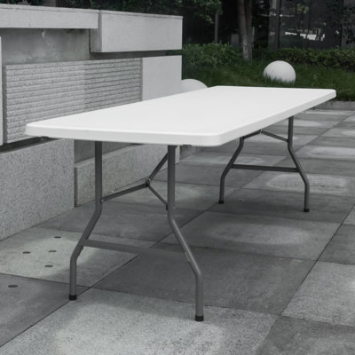 Heavy Duty 96'' 8ft Commercial Party Event Solid Non-folding Tabletop Rectangle Plastic Folding Table