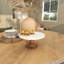Mango Wood Decorative White Cake Stand with Wood Base