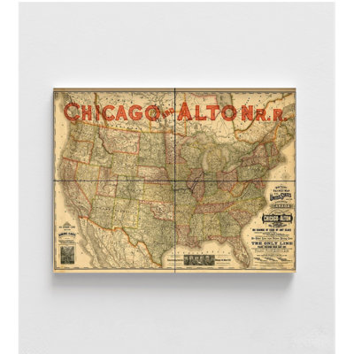 Chicago And Alton Railroad, Chicago Wall Art, Old Railway Routes Poster Print, Rustic Old Chicago Decor, Antique Bedroom Decor