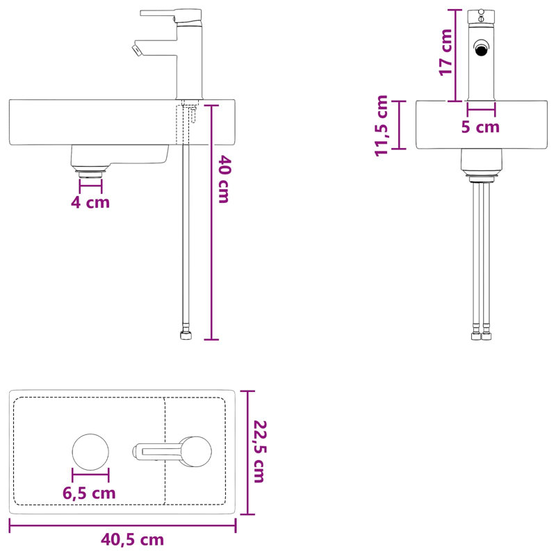 Belfry Bathroom 225mm W Metal Sink, Chrome