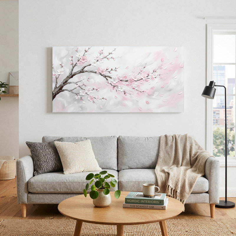 Ensemble de 1 tableau sur toile Fleurs de cerisier, L 48 po x H 24 po, Wrapped Canvas