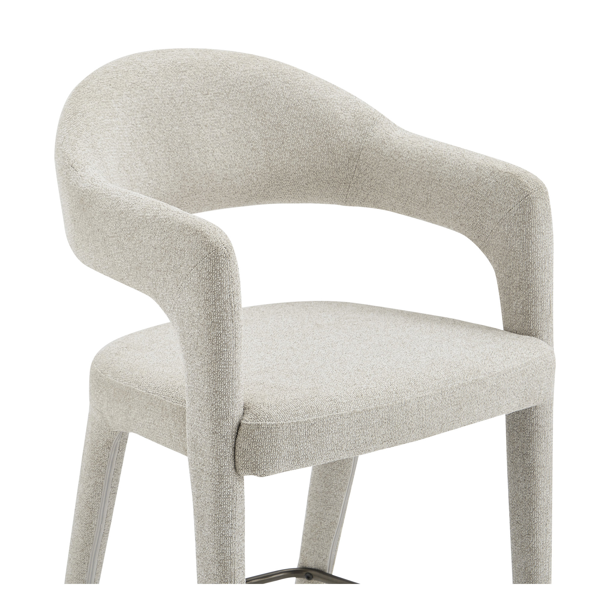 Cathline Upholstered Stool, Beige Polyester, Counter Stool (26.4" Seat Height)