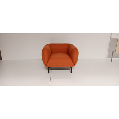 Baselona Modern Single Seat Sofa, Artificial Leather And Fabric Upholstery With Painted Metal Legs