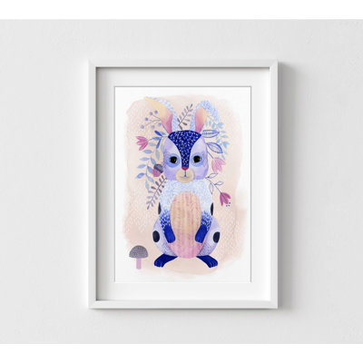 Lovely Bunny Wall Art, Rabbit Kid Decor, Purple Bedroom Art, Nursery Art Print, First Baby Gift, Baby Shower Gift Idea, Animal Art Print
