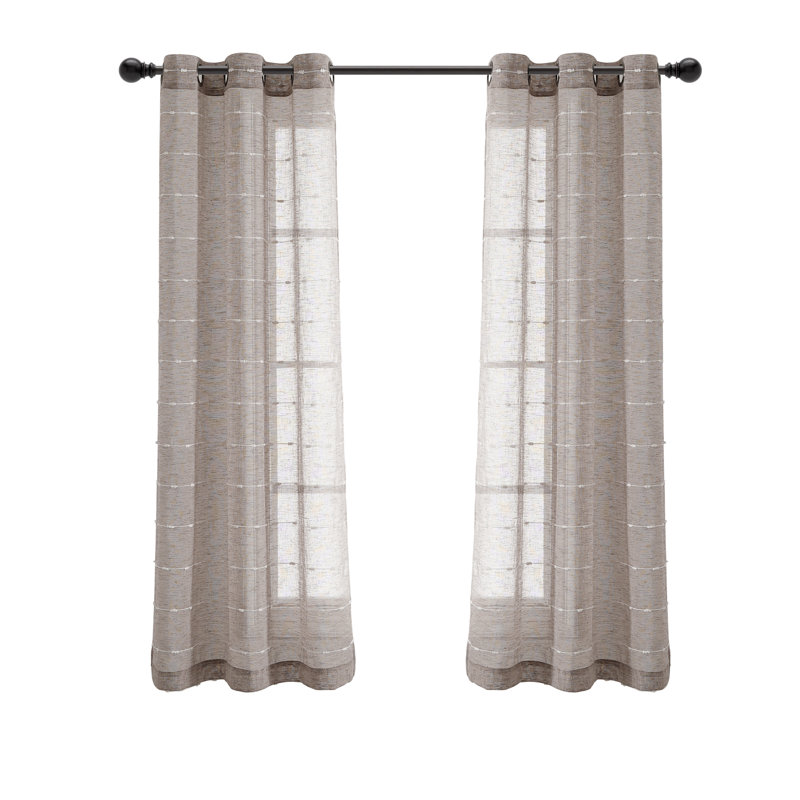 Paire de rideaux transparents avec œillets Farmhouse, Brun, L 38 po x L 63 po