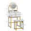 Dressing Table with LED Lighted Mirror, Makeup Vanity Desk with Stool and 2 Drawers, 55CM Desktop-2026099273