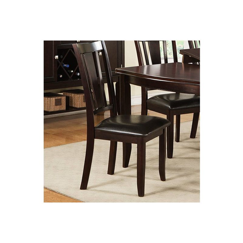 Moderne 2 chaises de salle à manger - siège à coussin en similicuir brun, Walnut, Black