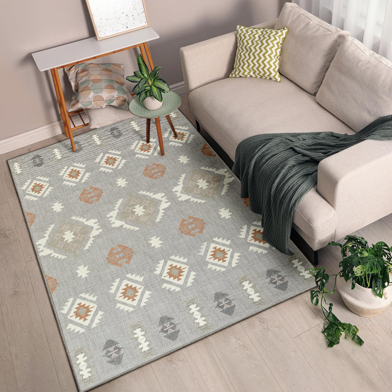 Minimalist Geometric Printed Area Rug, Rectangle 60 x 110 cm