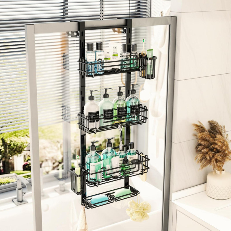 Orfelina Stainless Steel Frame Mounted Bathroom Shelves, Black