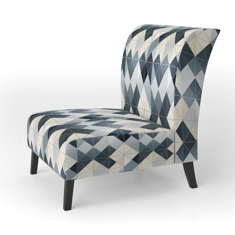 Fauteuil de chambre rembourré, mosaïque moderne à carreaux neutres gris
