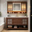 Rangement rétro pour salle de bain en pierre frittée brun noisette