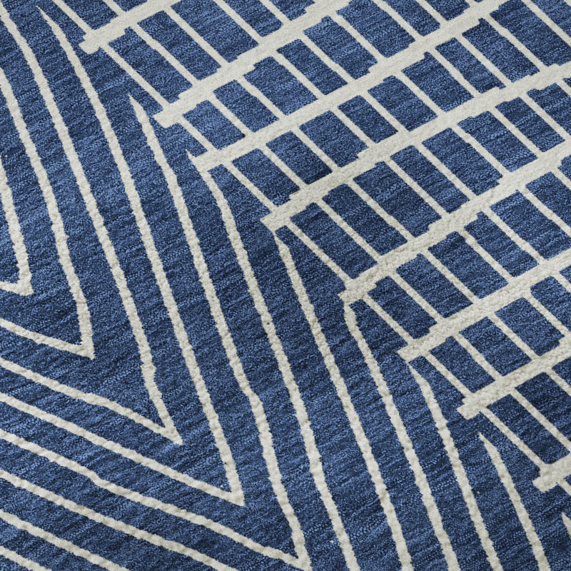 Premium Machine Washable Natoma AMF990 Geometric Rug, Rectangle 1'8" x 2'6"