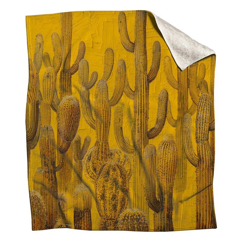 Couvertures jaunes Cactus Saguaro, L 60 po x H 80 po