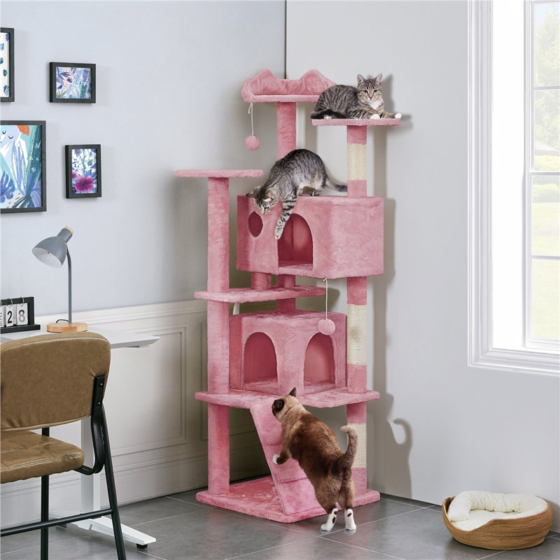 Arbre à chat, chaton, tour avec 2 condos, Rose