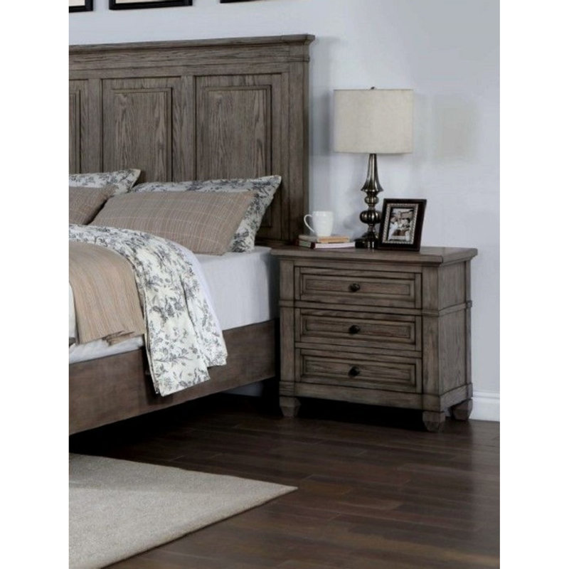 Table de chevet 3 tons gris chaud chaleureux