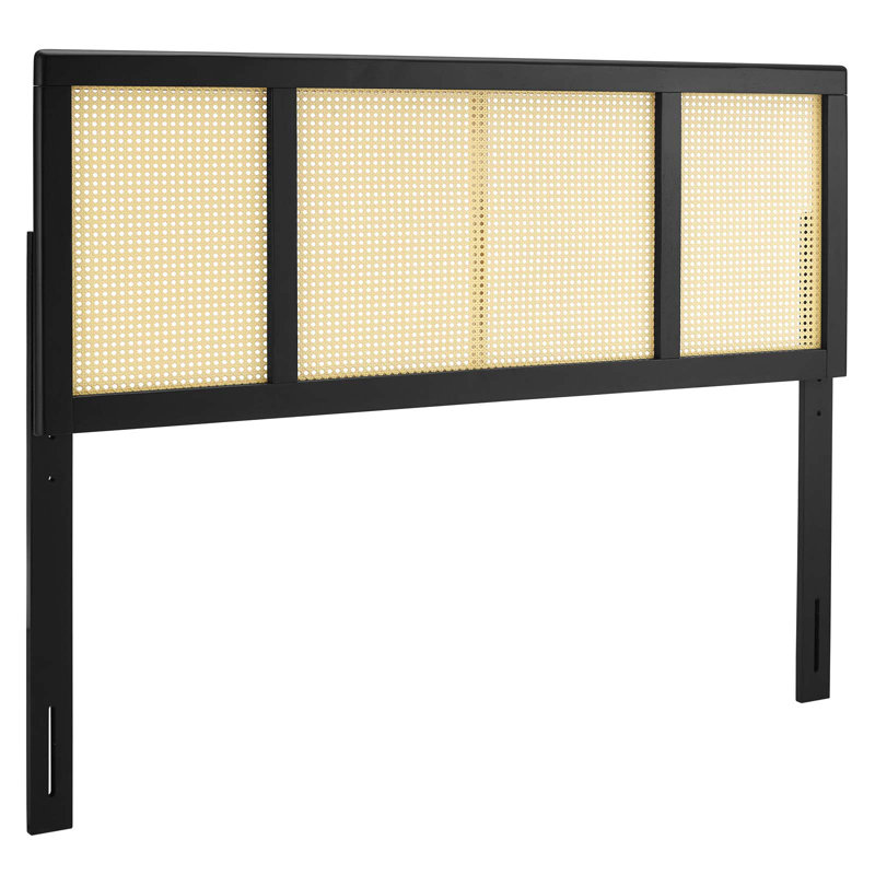 Delmare Cane Headboard, Queen, Black