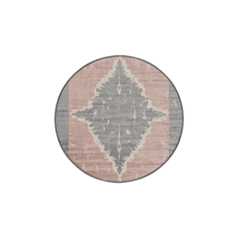 Tapis gris soyeux et moelleux, Rond 6 pi