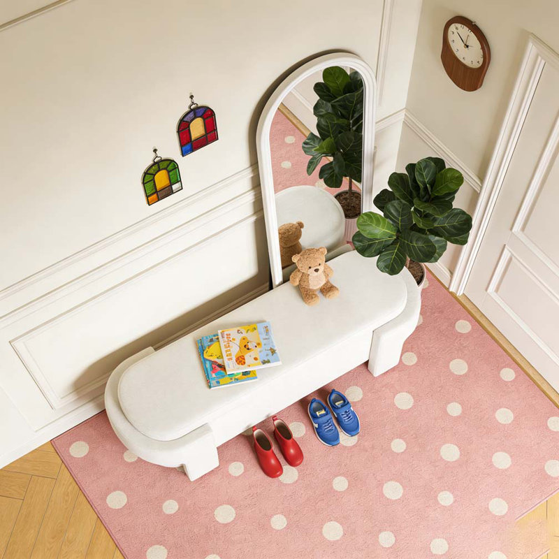 Banc rembourré avec grand espace de rangement, Blanc