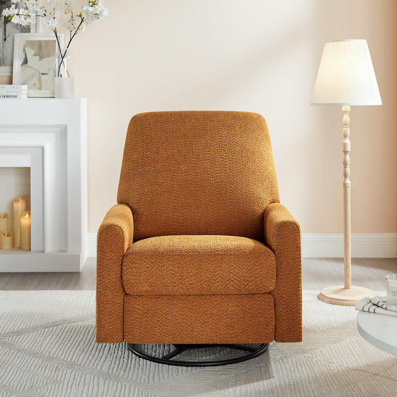 31.5 Inch Boucle Swivel Glider Power Recliner, Curry 