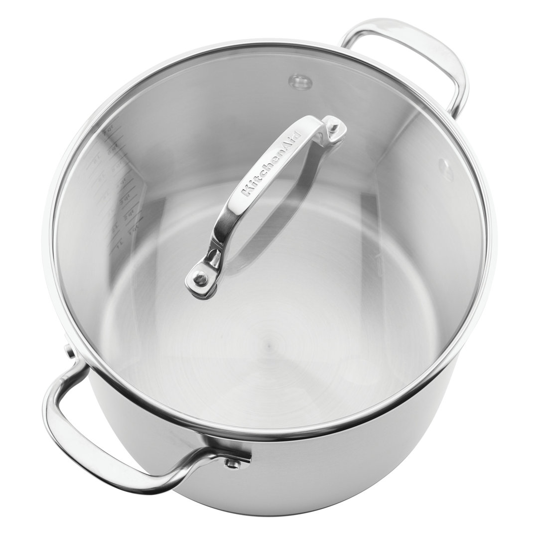 KitchenAid 3-Ply Base Stainless Steel Stockpot with Lid, 8-Quart, Brushed Stainless Steel KitchenAid®