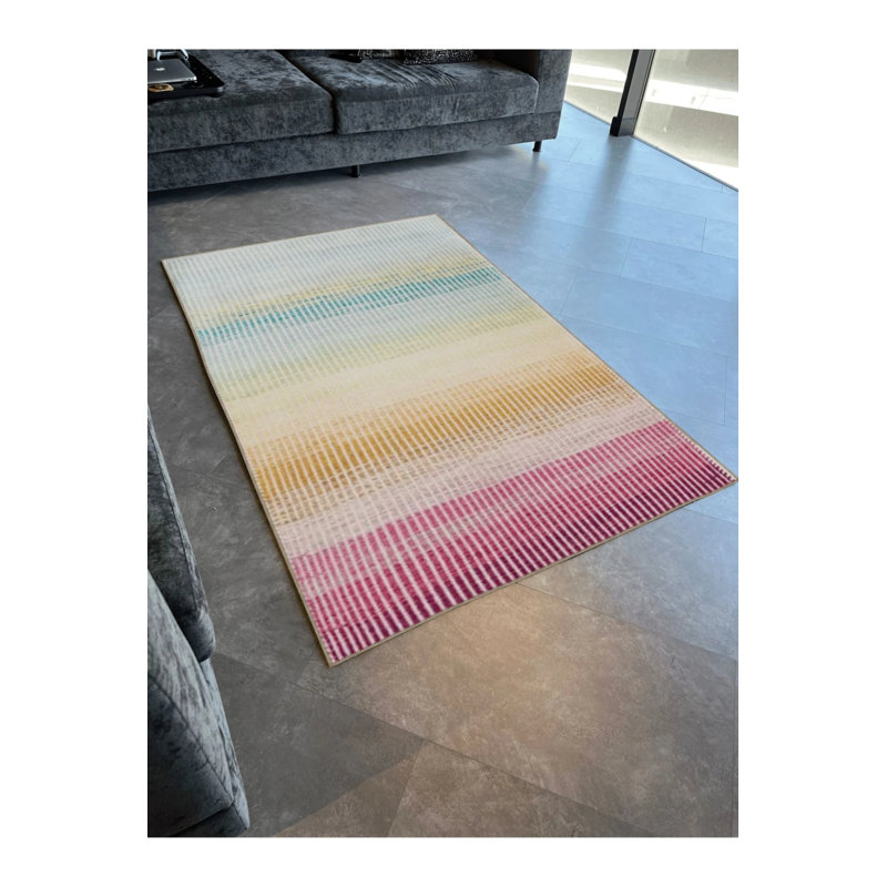 Creative Modern Decorative Carpet With Multicolored Abstract Pattern, Rectangle 3'4" x 5'