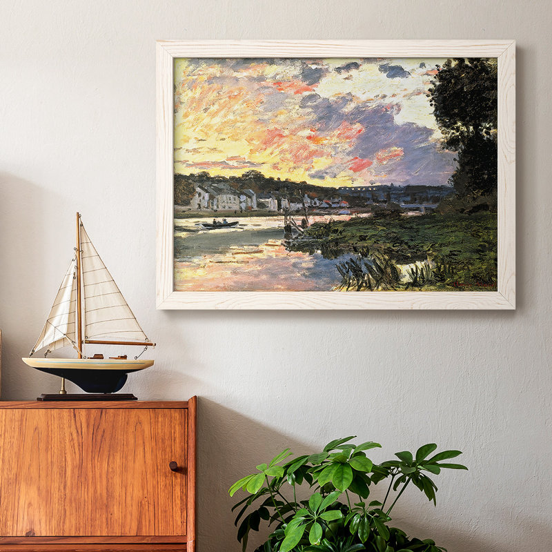 La seine à Bougival dans la soirée, 1870, reproduction d'art sur toile, Blanc, H 14 po x l 20 po x P 1,5 po