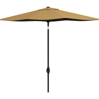 6.5' X 10' Rectangular Patio Umbrella, Outdoor Table Cover With Reliable Tilt, Crank, Coffee, 50+ Protection Sunshade Flexible Push Button 50