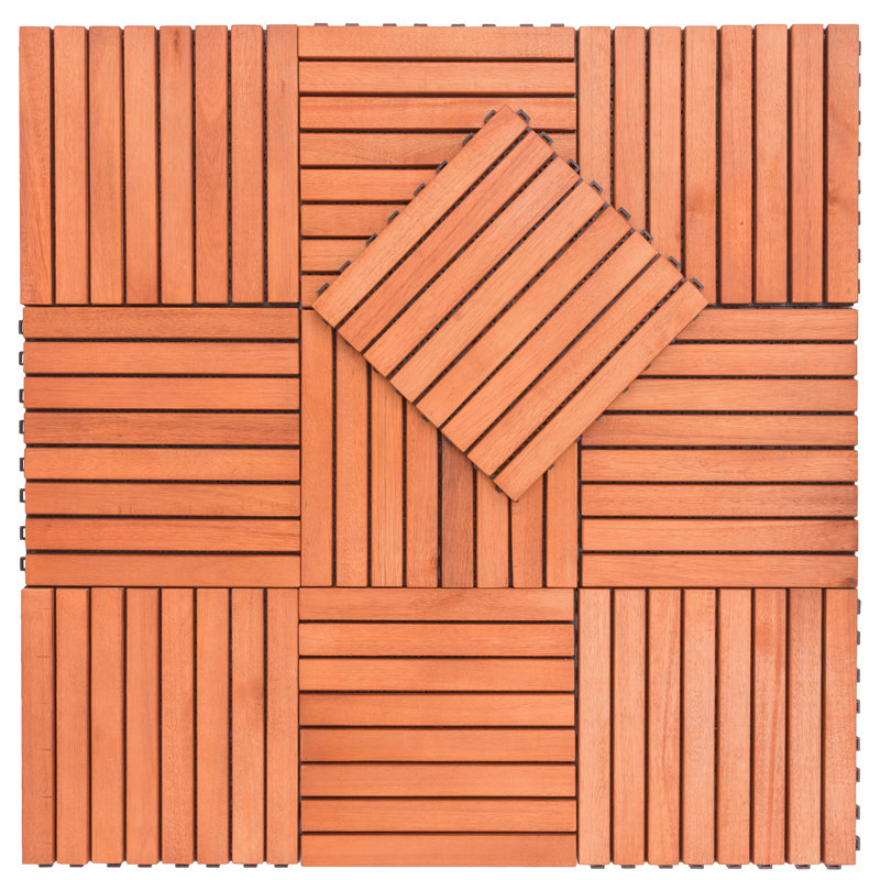 Carreau de terrasse en bois 12 po x 12 po brun clair