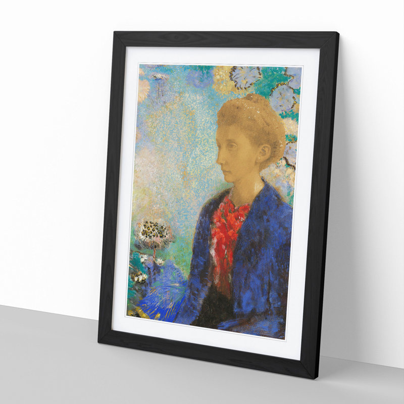 Baronne de Domecy by Odilon Redon - Picture Frame Painting, 65cm H x 48cm W x 2cm D, Black