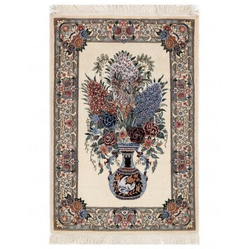 Tapis bleu / rouge / beige en laine / coton 2 pi 6 po x 4 pi Mekeda