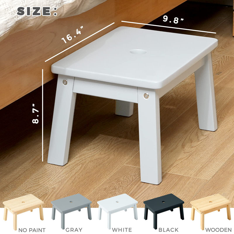 Tabouret d'appoint en bois massif Kamillia, Blanc