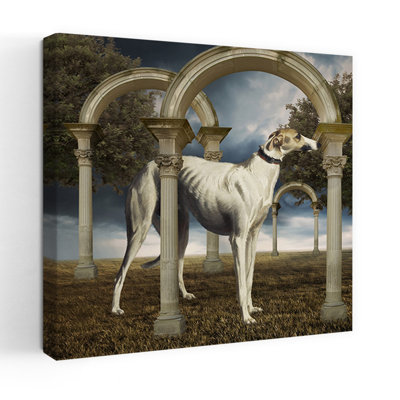 Elegant Greyhound Arches Dramatic Elegant Surreal Dog Landscape Nature Wall Art Print