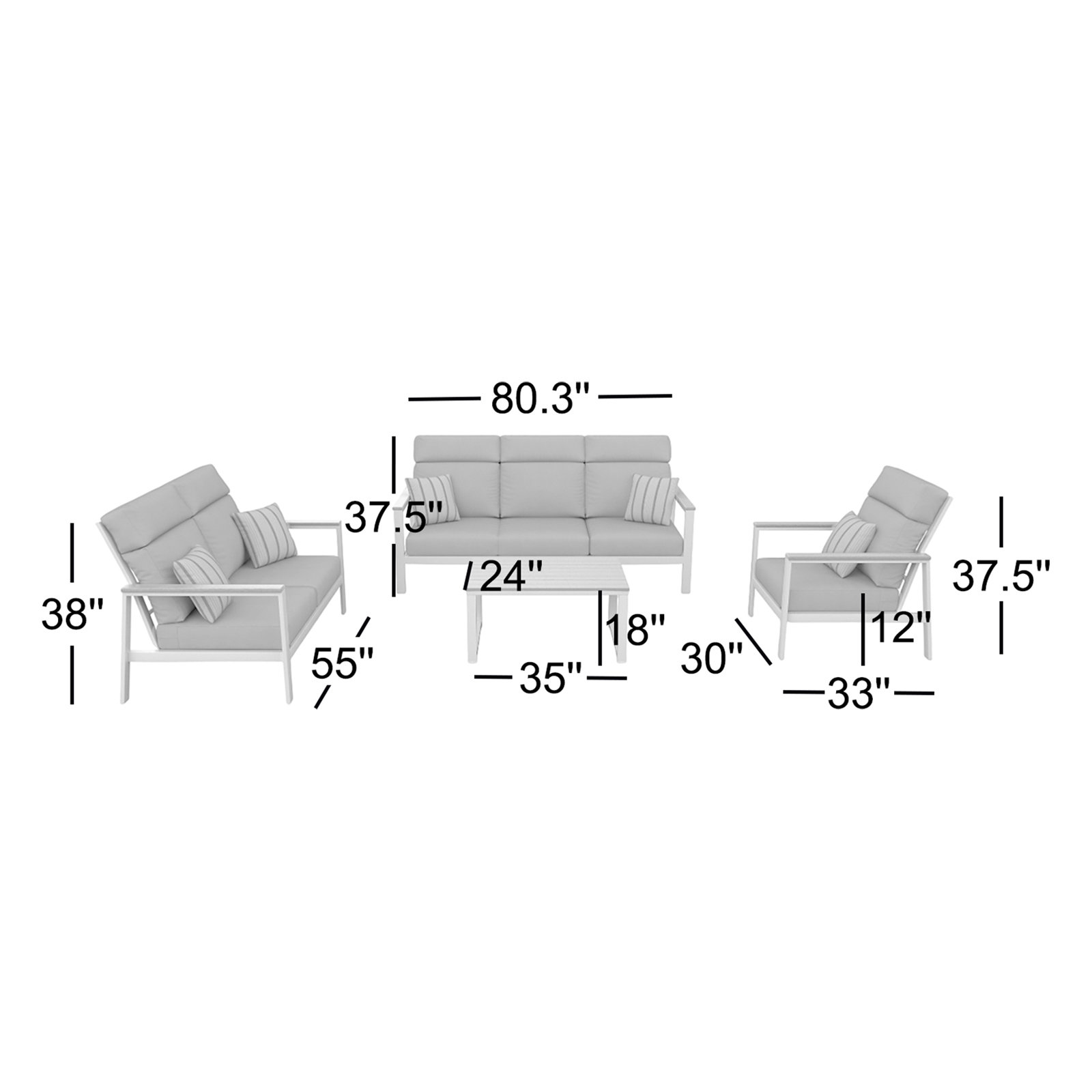 Townsend 6-Person Sunbrella® Patio Seating Group, Canvas Navy, Brown