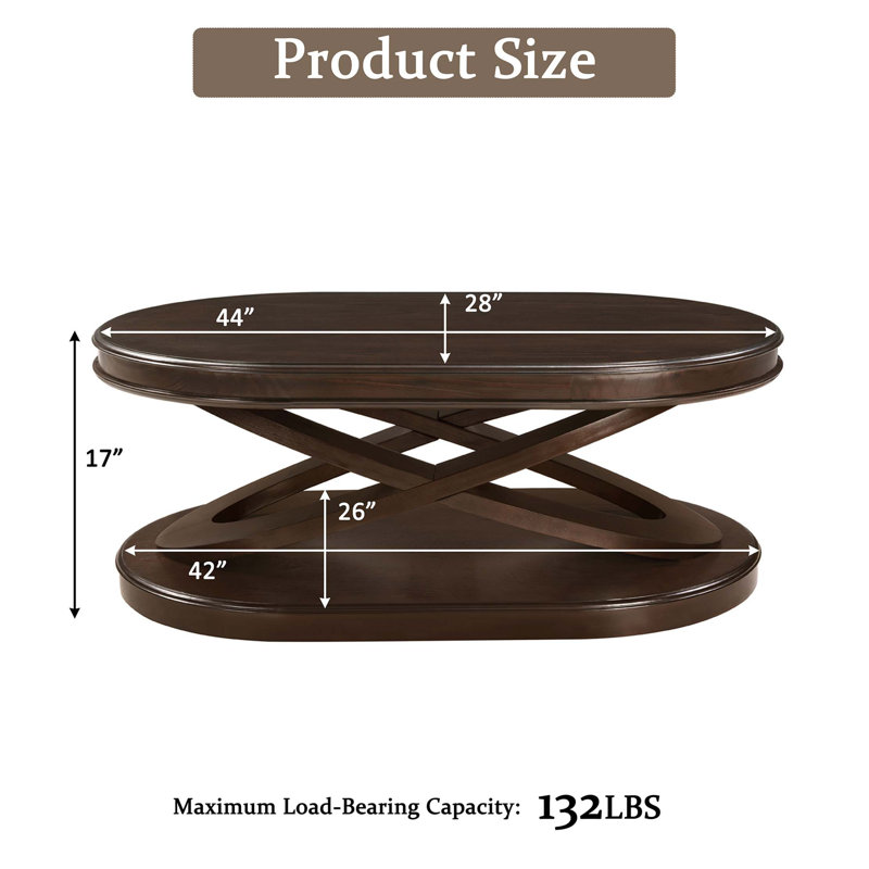 Retro Coffee Table Sets 3 Pieces, Living Room Table Set Include 44" Oval Coffee Table, Round End Table Set Of 2, Espresso