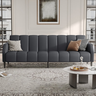 Fabry 77.56" Faux Leather Convertible Sofa