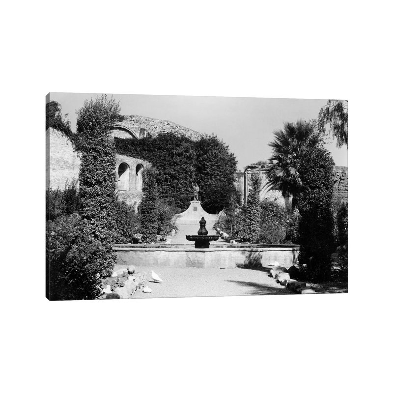 1940S-1950S Garden Of San Juan Capistrano Mission California - Wrapped Canvas Print, 66.04 cm H x 45.72 cm W x 1.91 cm D