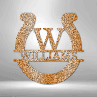 Personalized Custom Horseshoe Monogram Steel Sign Steel Art Wall Metal Decor