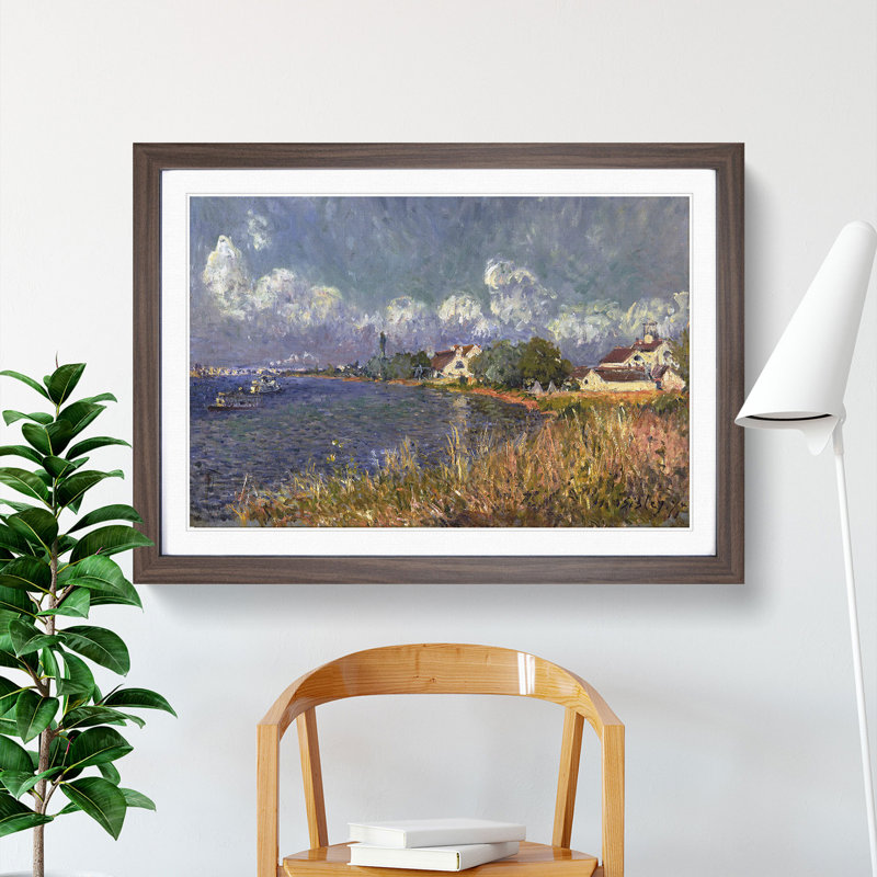 The Seine at Billancourt by Alfred Sisley - Framed Print, Walnut Framed, 27cm H x 36cm W x 2cm D