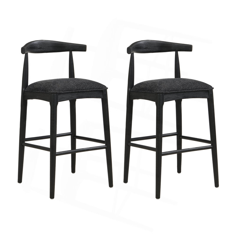 Tabouret de bar en tissu noir (ensemble de 2), Noir, Noir