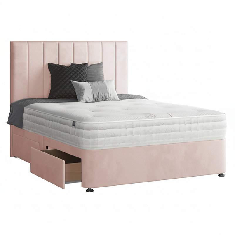 Hedley Divan Bed Base, 2 Left Drawers, Single (3'), Pink