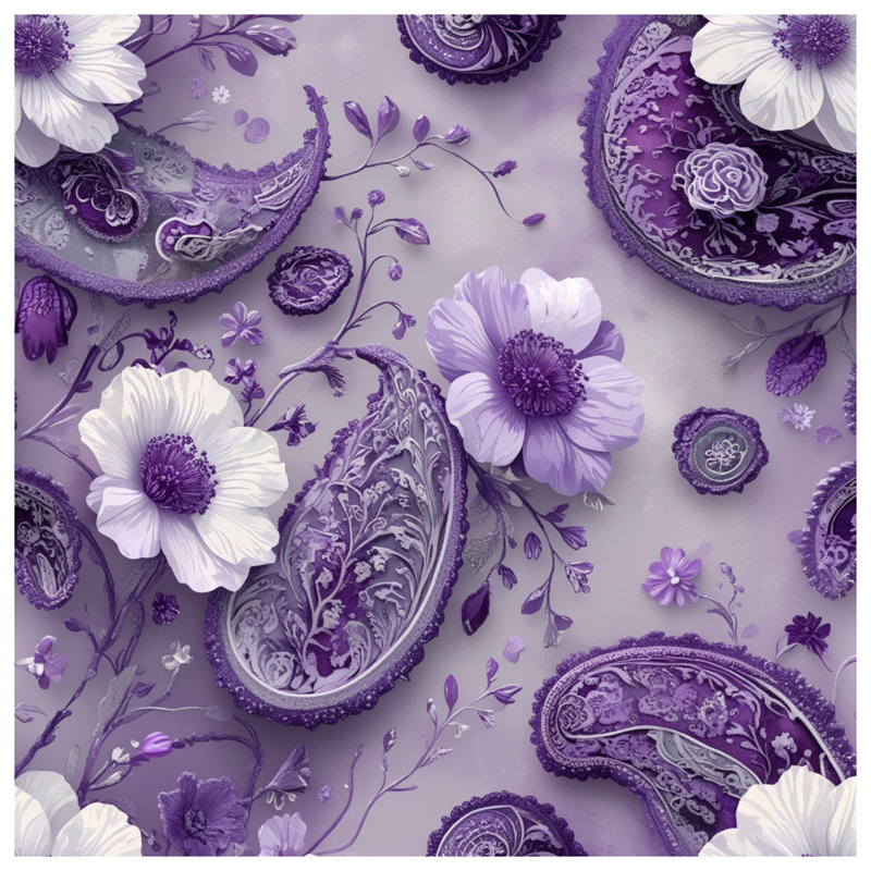 Édredon mauve à motif floral à motif cachemire, Très grand lit