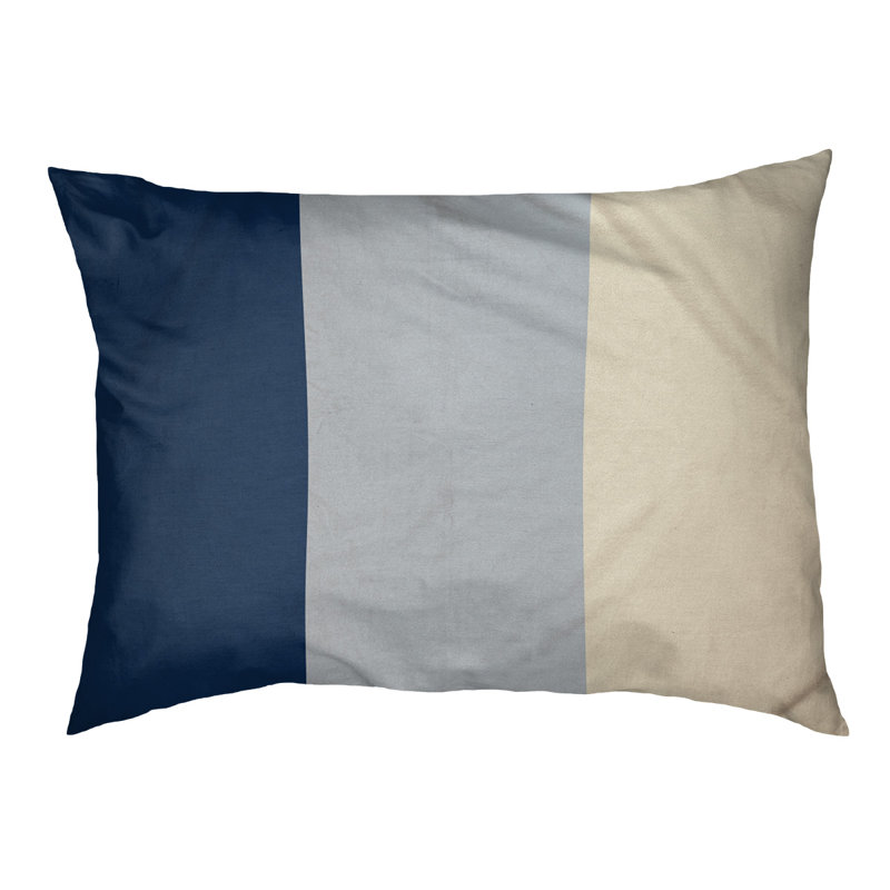 Coussin extérieur Phoenix, Grand (l 40 po x P 30 po x H 14 po), Bleu marine / argent métallique / crème