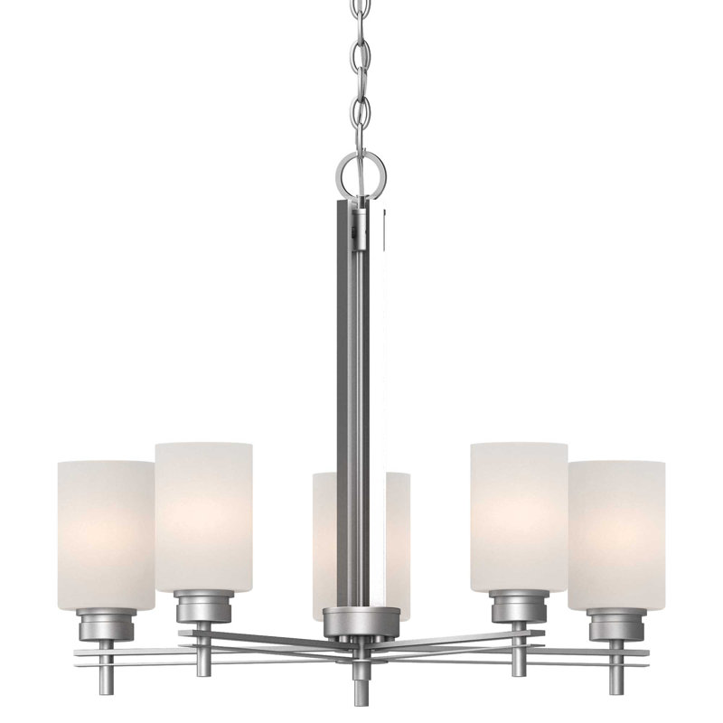 Lustre suspendu 5 lumières en nickel Carena, Nickel