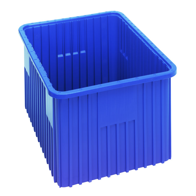 Contenant diviseur à grille, boîte de 3, H 12 po x l 17,5 po x P 22,5 po, Bleu